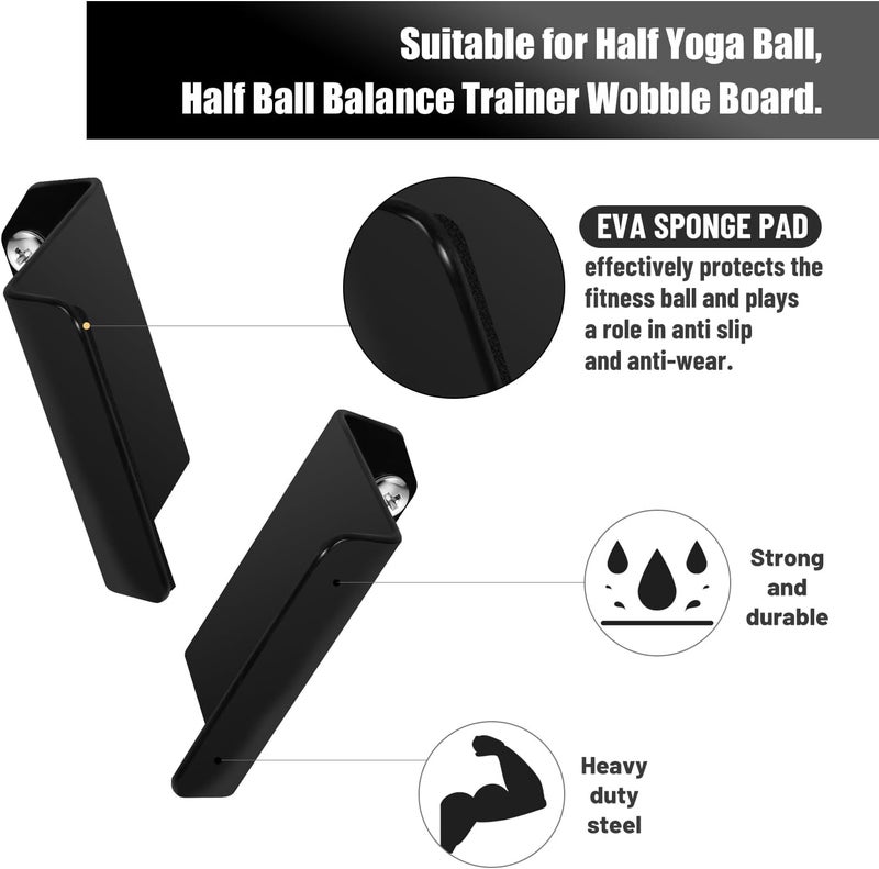 LHERUT Heavy Duty Balance Trainer Ball Holder Wall mount,Half Exercise Ball Storage Bracket for Strength Fitness Ball,Yoga Stability Ball Rack Organizer for Home Gym Workouts - Image 4